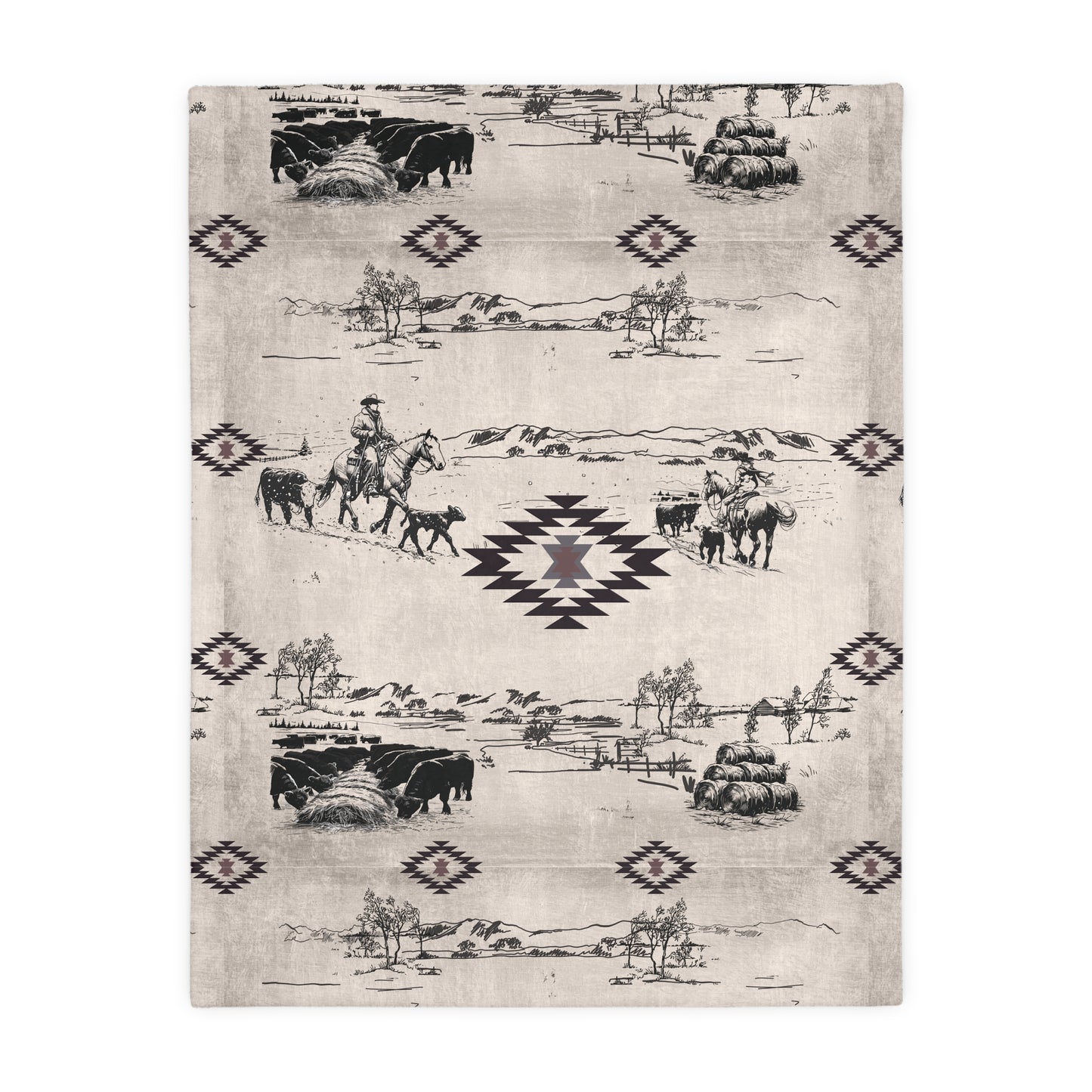 Frontier Frost Prairie Two Sided Minky Blanket