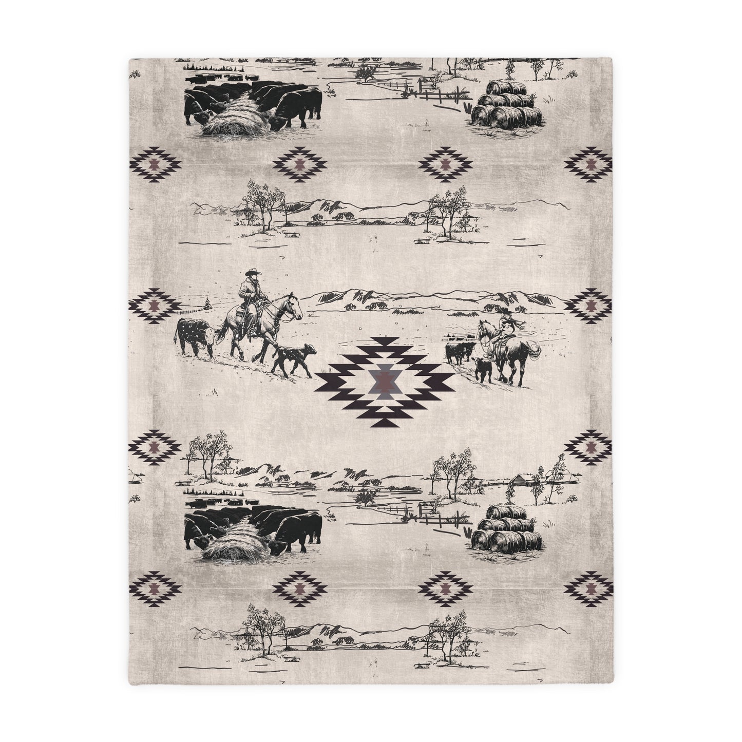 Frontier Frost Prairie Two Sided Minky Blanket